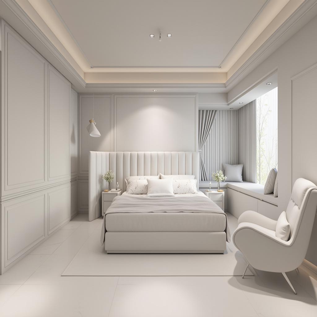  this project involves editorial photography of the main master bedroom, emphasizing a minimalist style characterized by simplicity, functionality, clean lines, and serene, uncluttered spaces. the indoor design will showcase the interior layout, focusing on the careful arrangement of furniture and decor to highlight both style and functionality. the space is further enhanced with opulent luxury decorative elements, adding a layer of sophistication.