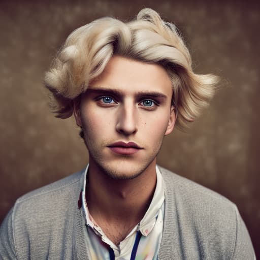 portrait+ style Russian homosexual queer YouTuber blonde hunk dude face