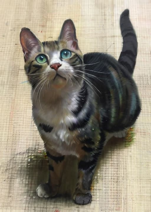  ultra high resolution, 4K image,masterpiece,best_quality,((A traditional Chinese painting depicting, oil painting:1.2)). colorful, The painting is done in oil painting,cat