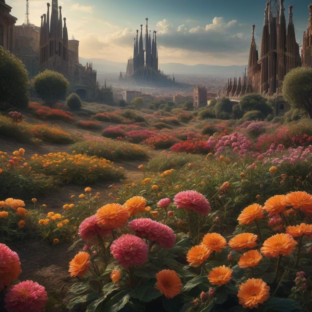  (stylized by Tomasz Alen Kopera:1.3) , dark art, dense flower field and Perseid meteor in background, landscape of a (Barcelona:1.2) , very Bizarre and 1600'S, Hurricane, Glitchcore, Amaro, layered textures, ornate, intricate artistic color, complimentary colors, very inspirational, atmosphere, fine artistic composition, sunny, theatrical hyperrealistic, full body, detailed clothing, highly detailed, cinematic lighting, stunningly beautiful, intricate, sharp focus, f/1. 8, 85mm, (centered image composition), (professionally color graded), ((bright soft diffused light)), volumetric fog, trending on instagram, trending on tumblr, HDR 4K, 8K