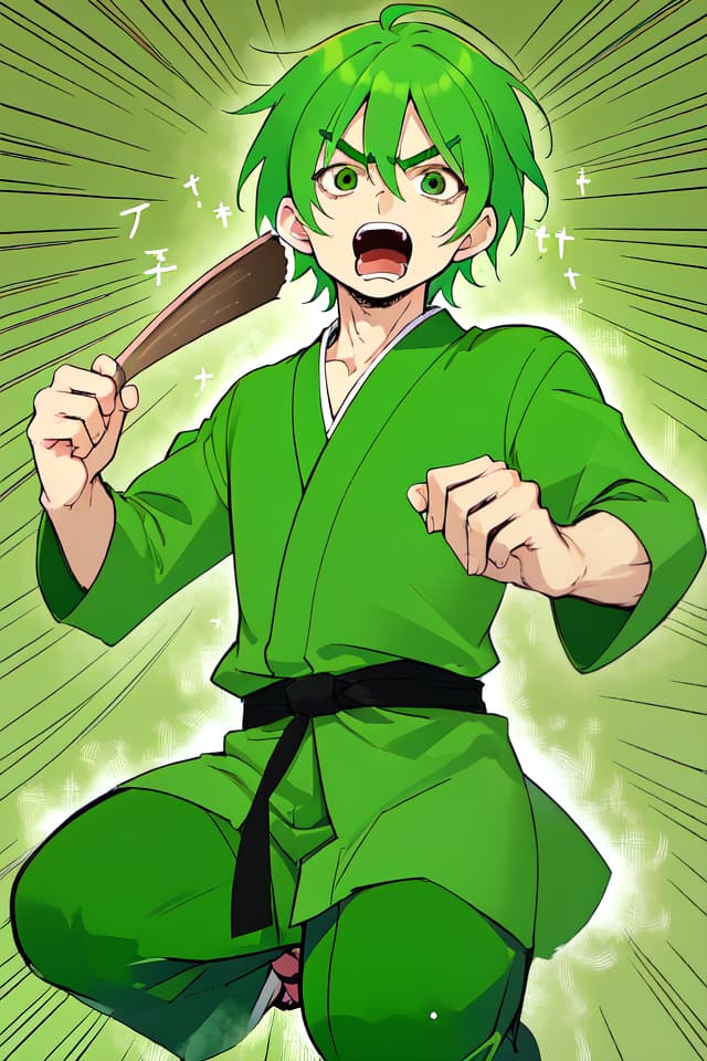  Green hair handsome, Takebayashi tei, shouting