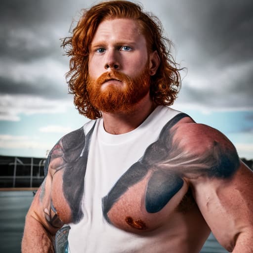 portrait+ style WrestleMania queer ginger hunk dude face