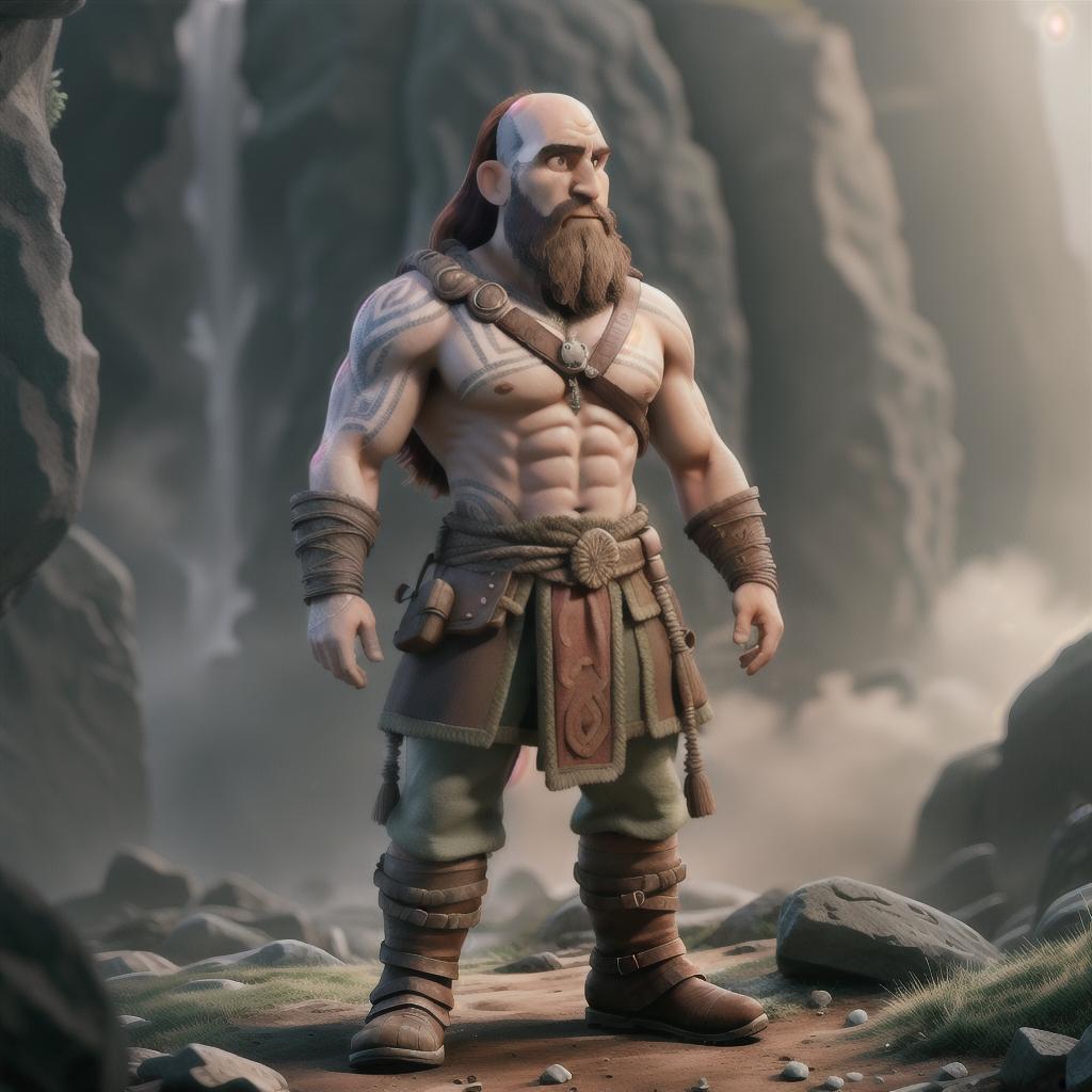  God of war hyperrealistic, full body, detailed clothing, highly detailed, cinematic lighting, stunningly beautiful, intricate, sharp focus, f/1. 8, 85mm, (centered image composition), (professionally color graded), ((bright soft diffused light)), volumetric fog, trending on instagram, trending on tumblr, HDR 4K, 8K