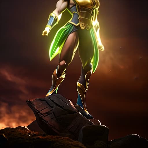 arcane style broly hyperrealistic, full body, detailed clothing, highly detailed, cinematic lighting, stunningly beautiful, intricate, sharp focus, f/1. 8, 85mm, (centered image composition), (professionally color graded), ((bright soft diffused light)), volumetric fog, trending on instagram, trending on tumblr, HDR 4K, 8K