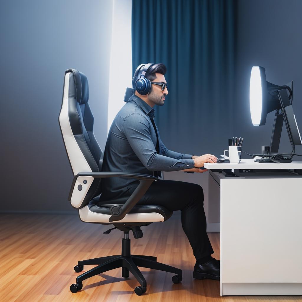  raccoon sitting in gaming chair front a computer on desktop, ((semi anthropomorphic)),(full body), tail, belly, sitting, fat, (chubby), (((white background))), solo, desktop, gaming chair, side view,  [[[clothes]]] hyperrealistic, full body, detailed clothing, highly detailed, cinematic lighting, stunningly beautiful, intricate, sharp focus, f/1. 8, 85mm, (centered image composition), (professionally color graded), ((bright soft diffused light)), volumetric fog, trending on instagram, trending on tumblr, HDR 4K, 8K