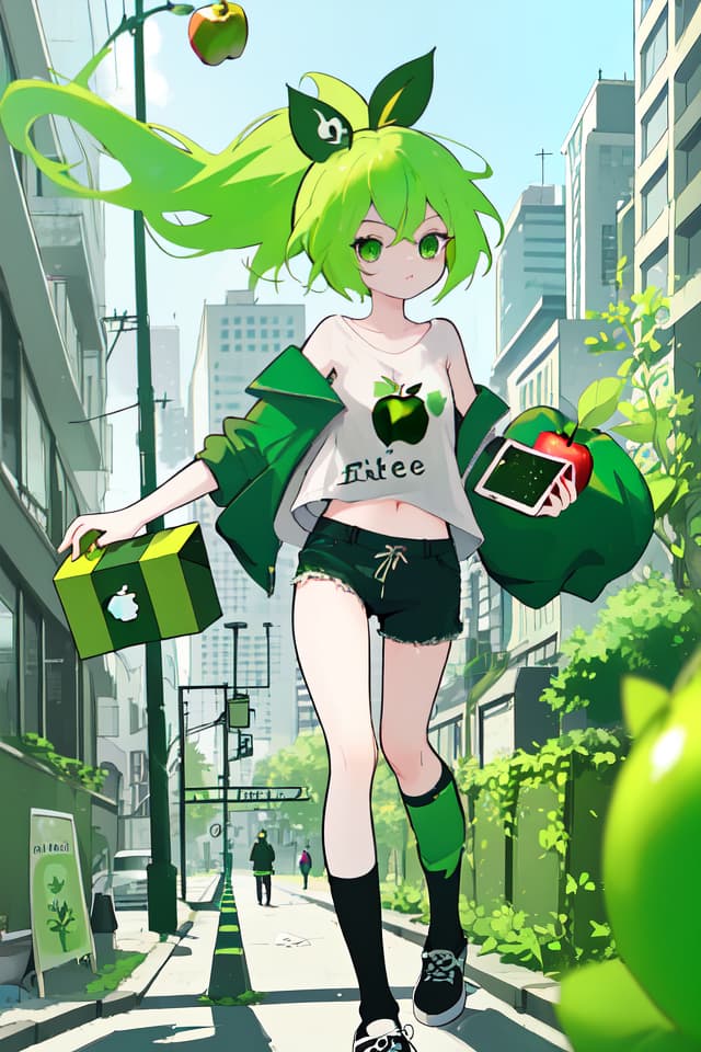  Green hair character apple thief