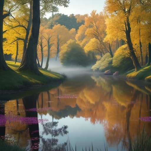  pastoral scene, pond hyperrealistic, full body, detailed clothing, highly detailed, cinematic lighting, stunningly beautiful, intricate, sharp focus, f/1. 8, 85mm, (centered image composition), (professionally color graded), ((bright soft diffused light)), volumetric fog, trending on instagram, trending on tumblr, HDR 4K, 8K