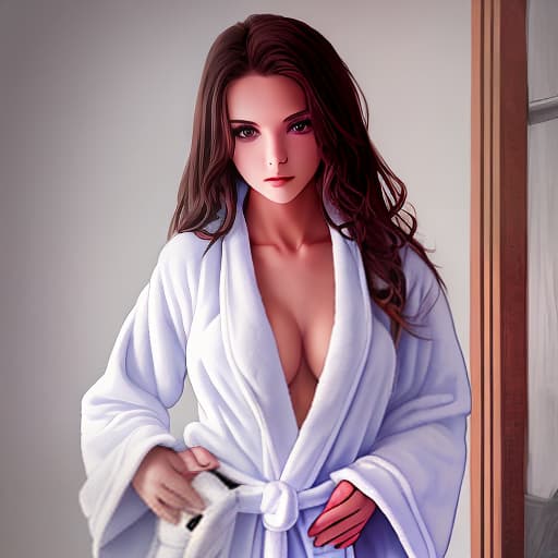  butiful girl wearing a robe without anything else