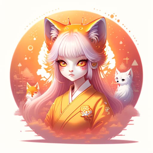 in OliDisco style Kawaii girl kitsune