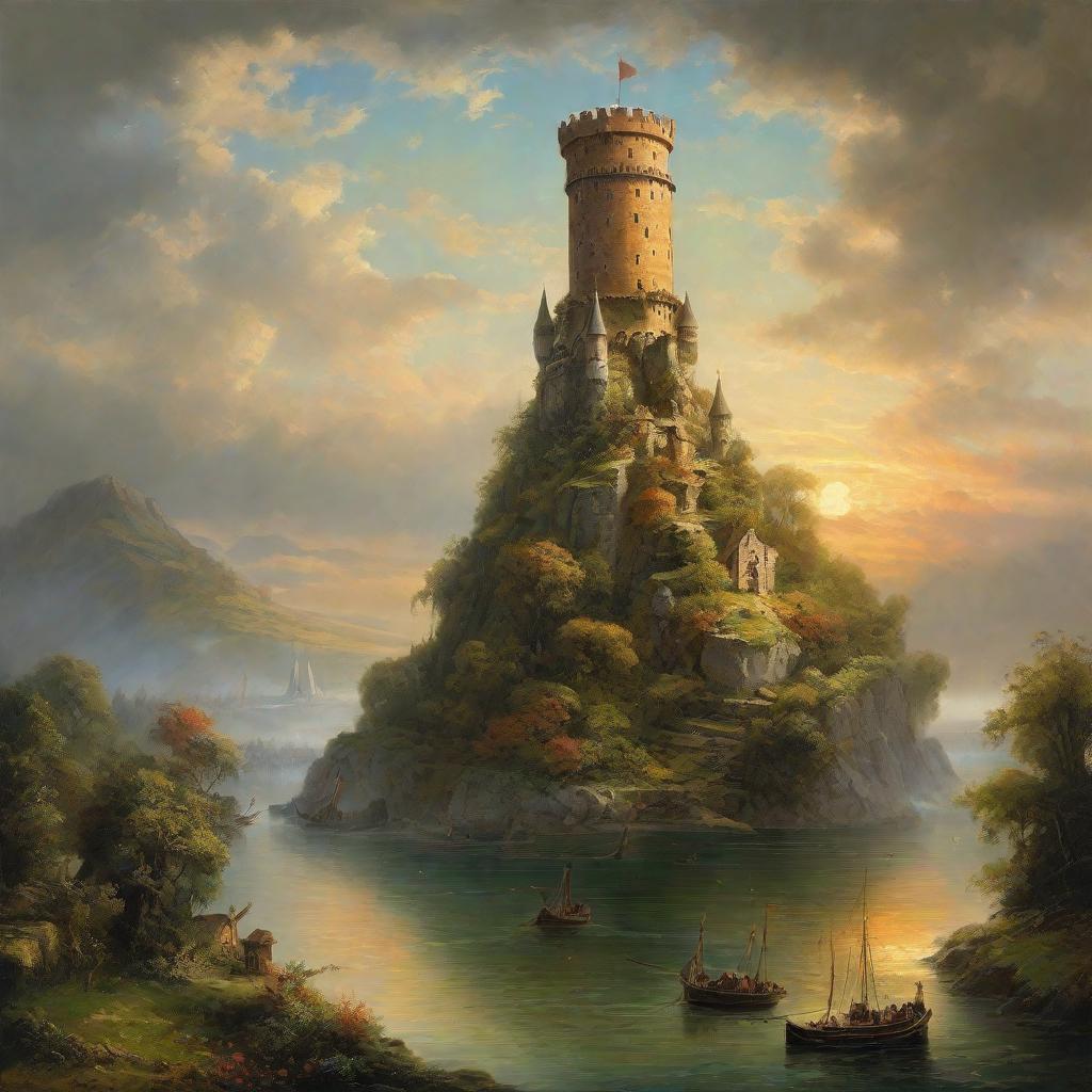  masterpiece, best quality,Roslin who painted the Fantasy Tower.