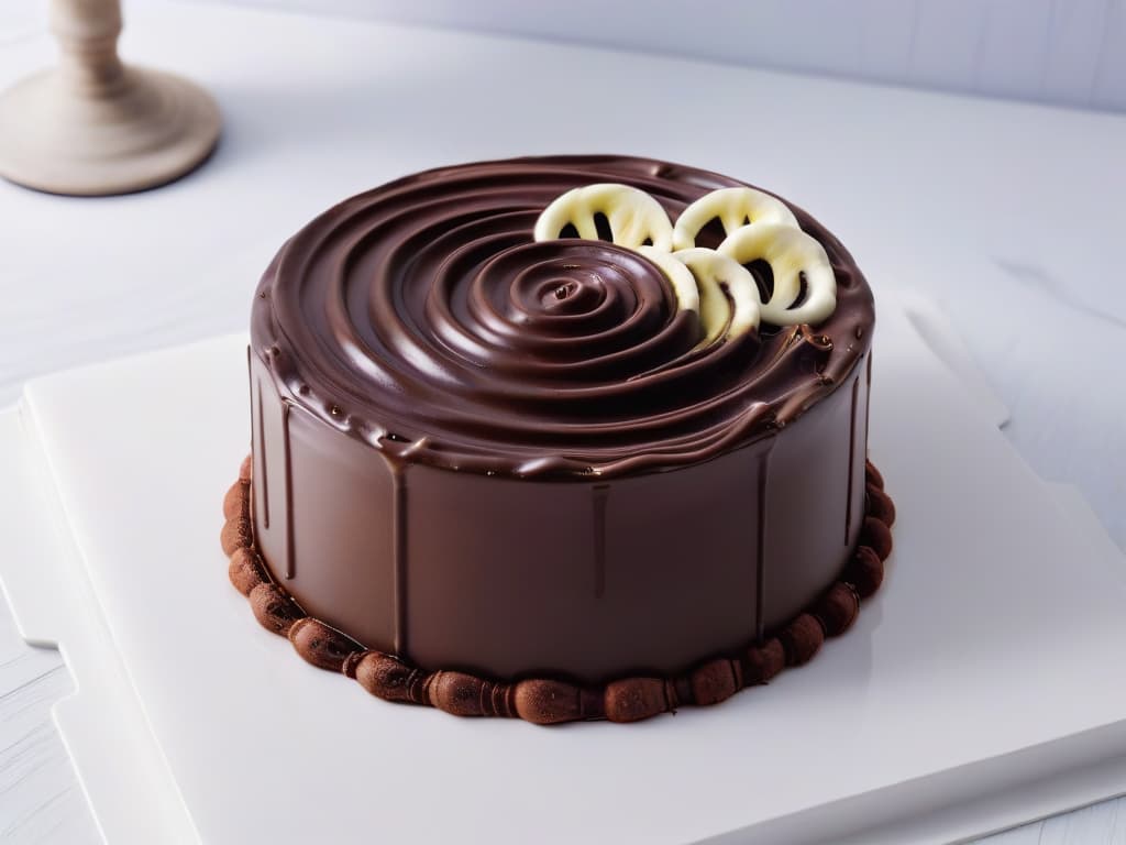  A closeup, ultradetailed image of a perfectly tempered chocolate swirl being delicately drizzled onto a glossy, marble surface, creating intricate and elegant patterns. The rich, dark chocolate contrasts beautifully with the pristine white marble, showcasing the precision and skill required in mastering chocolate techniques. hyperrealistic, full body, detailed clothing, highly detailed, cinematic lighting, stunningly beautiful, intricate, sharp focus, f/1. 8, 85mm, (centered image composition), (professionally color graded), ((bright soft diffused light)), volumetric fog, trending on instagram, trending on tumblr, HDR 4K, 8K