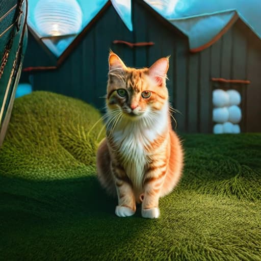  cat hyperrealistic, full body, detailed clothing, highly detailed, cinematic lighting, stunningly beautiful, intricate, sharp focus, f/1. 8, 85mm, (centered image composition), (professionally color graded), ((bright soft diffused light)), volumetric fog, trending on instagram, trending on tumblr, HDR 4K, 8K