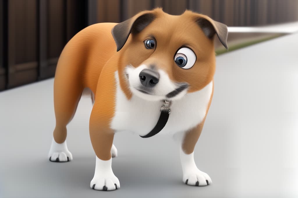  cute cartoon dog big eyes hyperrealistic, full body, detailed clothing, highly detailed, cinematic lighting, stunningly beautiful, intricate, sharp focus, f/1. 8, 85mm, (centered image composition), (professionally color graded), ((bright soft diffused light)), volumetric fog, trending on instagram, trending on tumblr, HDR 4K, 8K