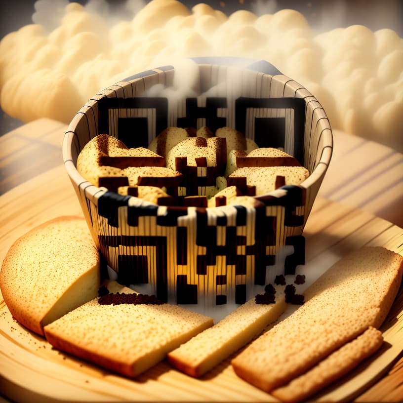  style Cyborg, Freshly baked loaf of bread with golden crust and steam rising, in a rustic wooden basket, with crumbs scattered around, warm lighting, by Vincent van Gogh