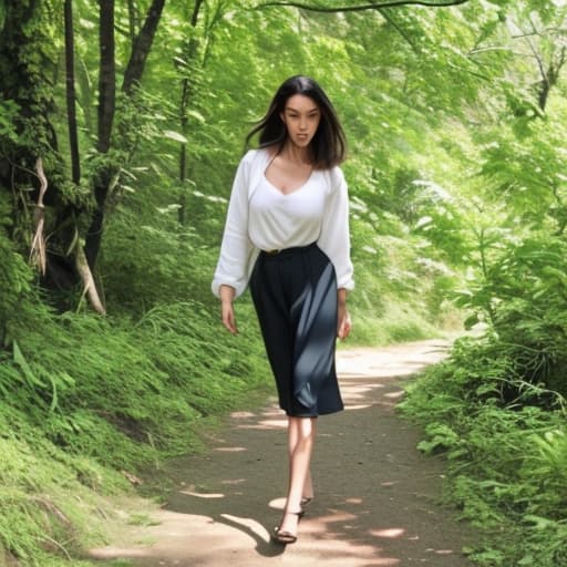  Hot woman walking in nature