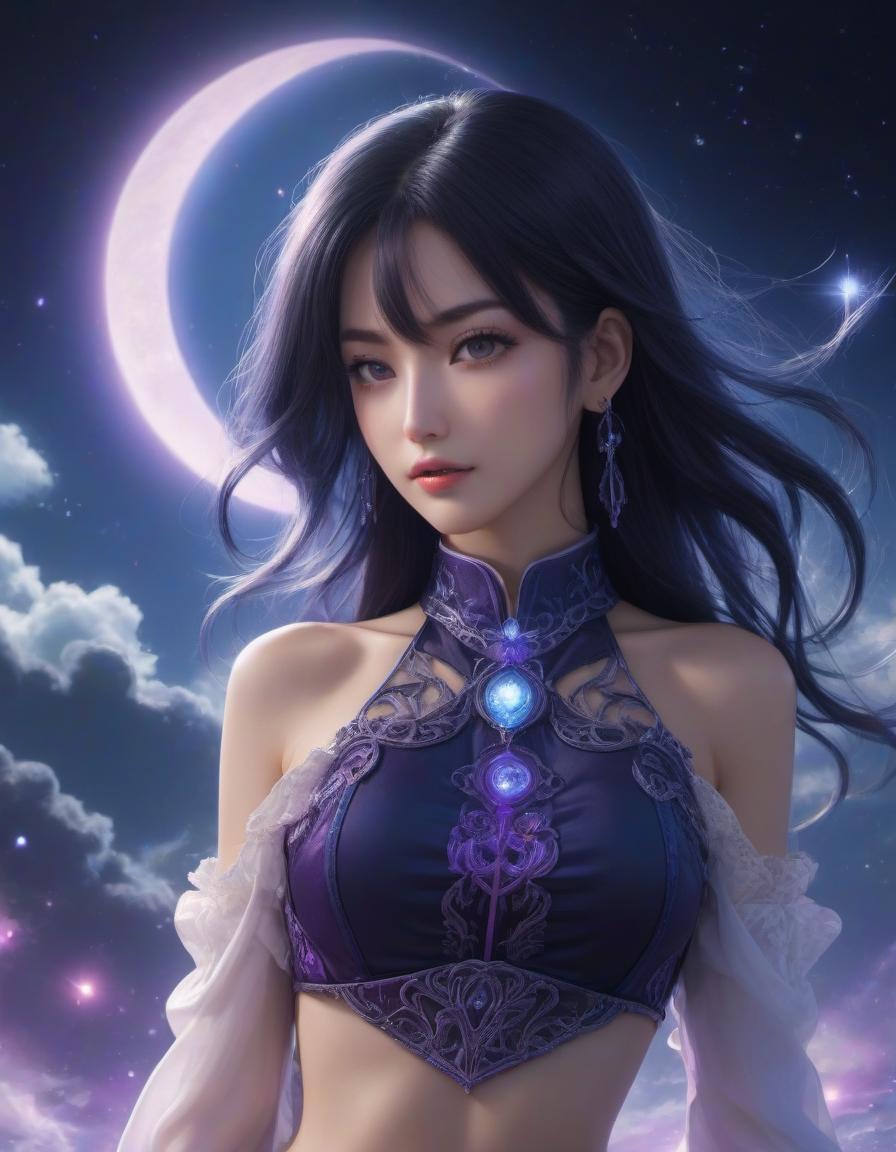  anime artwork (masterpiece, top quality, best quality, official art, beautiful and aesthetic:1.2), girl, detailed face, long black hair, full body, blue shirt with high collar, violet corset, long blue skit, celestial, cosmic, extremely beautiful, high detailed, (galactic in background), luminous effects, highest detailed, floating particles, ancient runes, geometric patterns, V0id3nergy , mana, shadows, epic atmosphere . anime style, key visual, vibrant, studio anime, highly detailed hyperrealistic, full body, detailed clothing, highly detailed, cinematic lighting, stunningly beautiful, intricate, sharp focus, f/1. 8, 85mm, (centered image composition), (professionally color graded), ((bright soft diffused light)), volumetric fog, trending on instagram, trending on tumblr, HDR 4K, 8K