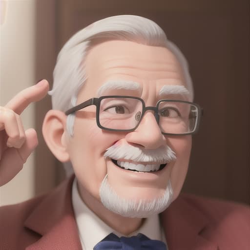  a brave,nice, elderly gentleman with square glasses,smiling ,ultra-detailed , 8k,best quality