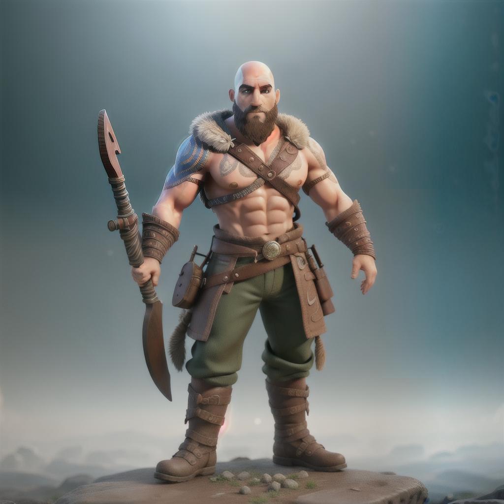  God of war hyperrealistic, full body, detailed clothing, highly detailed, cinematic lighting, stunningly beautiful, intricate, sharp focus, f/1. 8, 85mm, (centered image composition), (professionally color graded), ((bright soft diffused light)), volumetric fog, trending on instagram, trending on tumblr, HDR 4K, 8K