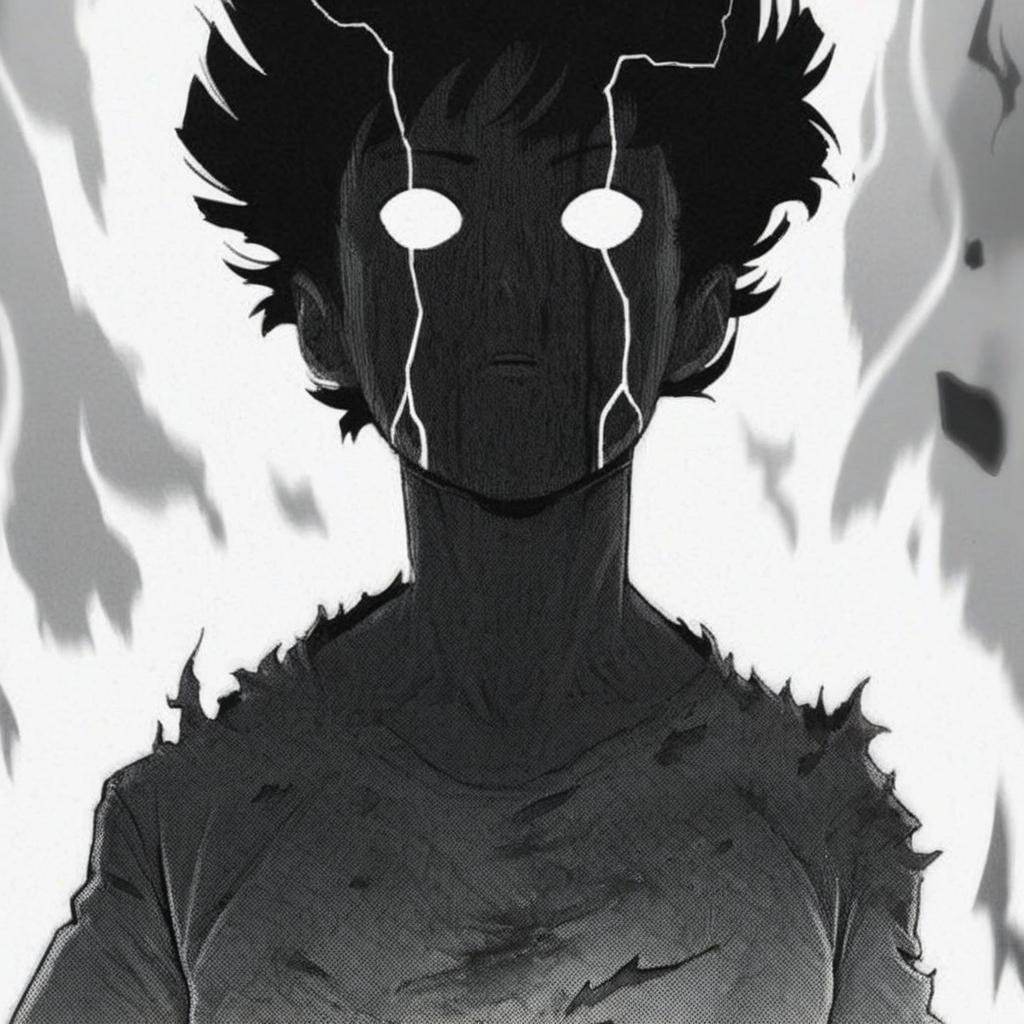  a man with white sparks from his eyes that is standing in front of a fire, seinen manga portrait, mob psycho 100, anger. hyper detailed, background removed, darkness ❄️ �️ taxidermetroid, akira vibes, limbo, omori, super saiyan, discord, his mind contemplating eternity, streaming on twitch, his eyes are bleeding intense, red highlights on the background, bats in the background hyperrealistic, full body, detailed clothing, highly detailed, cinematic lighting, stunningly beautiful, intricate, sharp focus, f/1. 8, 85mm, (centered image composition), (professionally color graded), ((bright soft diffused light)), volumetric fog, trending on instagram, trending on tumblr, HDR 4K, 8K