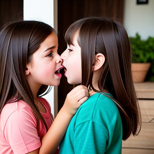  Girl with brown hair having an argument with her older sister