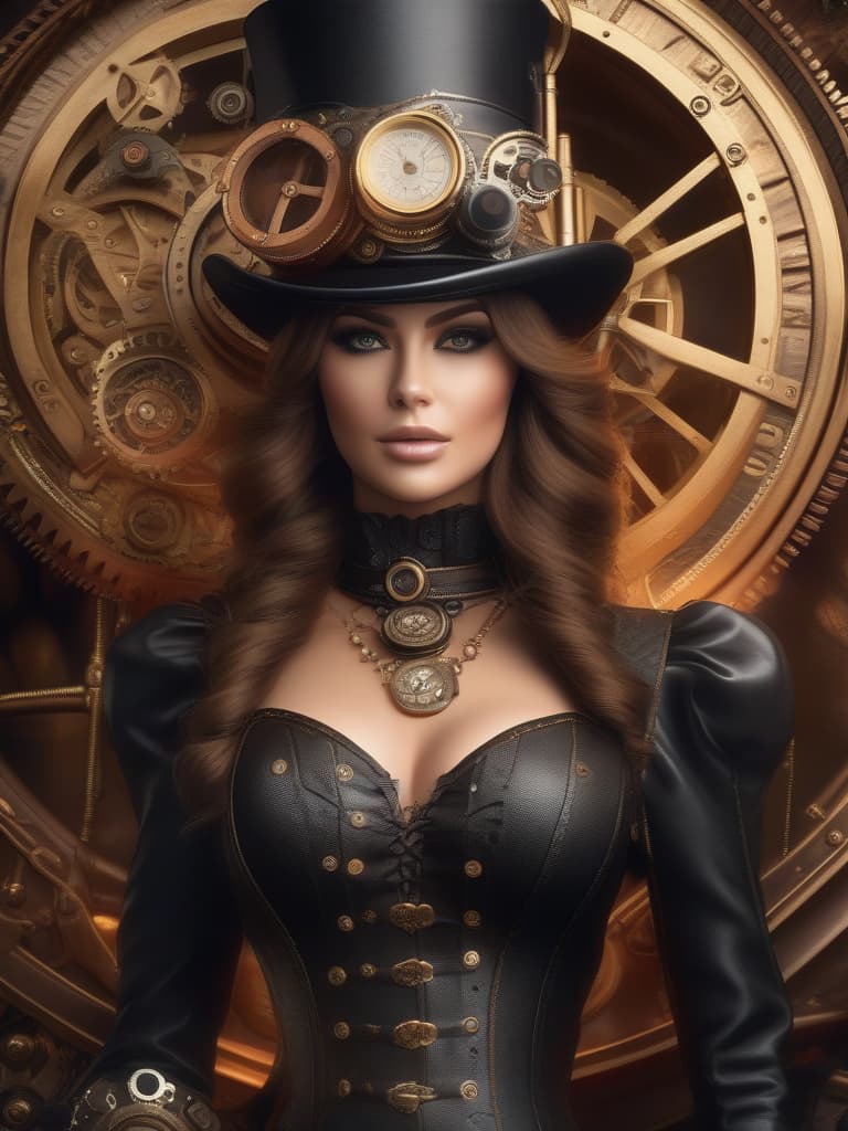  A wonderful steampunk woman, full shot, intricate, insane details, insane quality, insane resolution, insane realism, very defined body., ((masterpiece)), best quality, very detailed, high resolution, sharp, sharp image, extremely detailed, 4k, 8k