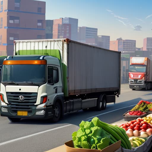  A kind truck driver in his forties was moving goods outside the vegetable market in the early morning.