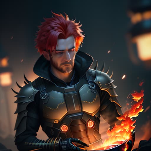  A man with flaming hair lights the flames., (Extremely Detailed Oil Painting:1.2), glow effects, godrays, Hand drawn, render, 8k, octane render, cinema 4d, blender, dark, atmospheric 4k ultra detailed, cinematic sensual, Sharp focus, humorous illustration, big depth of field, Masterpiece, colors, 3d octane render, 4k, concept art, trending on artstation, hyperrealistic, Vivid colors, extremely detailed CG unity 8k wallpaper, trending on ArtStation, trending on CGSociety, Intricate, High Detail, dramatic hyperrealistic, full body, detailed clothing, highly detailed, cinematic lighting, stunningly beautiful, intricate, sharp focus, f/1. 8, 85mm, (centered image composition), (professionally color graded), ((bright soft diffused light)), volumetric fog, trending on instagram, trending on tumblr, HDR 4K, 8K