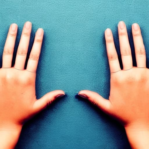  Women's hands in different positions. five fingers on hand