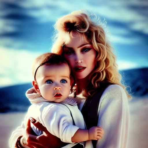 portrait+ style beautiful madonna with Jesus