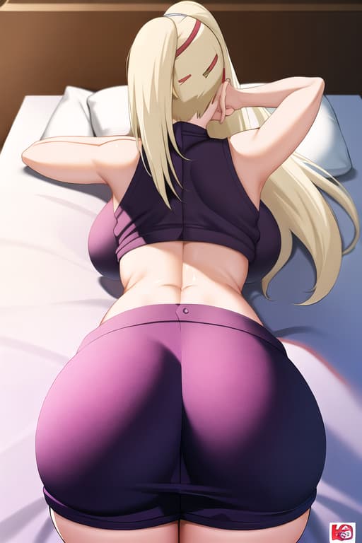  (yamanaka_ino:1.2), hair down,(masterpiece, best quality:1.2), illustration, absurdres, highres, extremely detailed,,looking_at_ass,bedroom,naked_tabard,perky