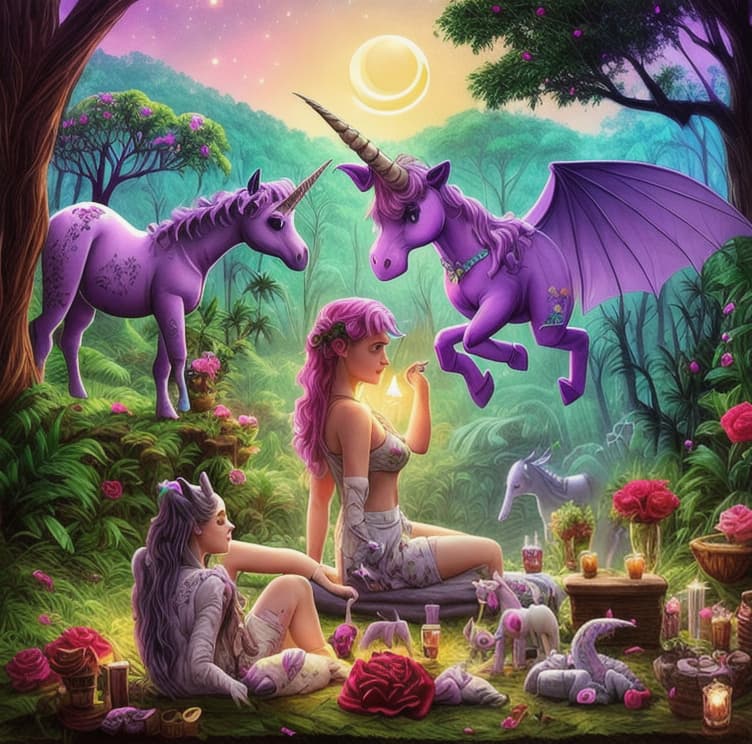  🌙🦄🦩🌹🌳🌴🍄🏕️