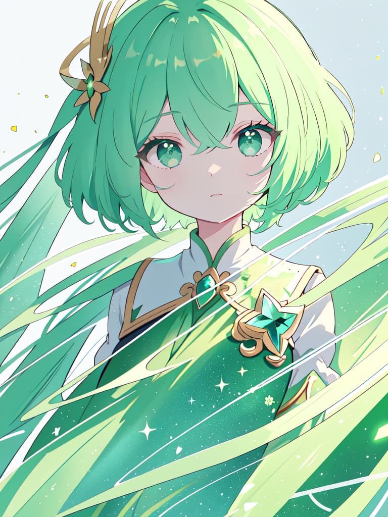  Green hair character star scholar, detailed subject, precision shadow, delicate linear, detailed fine line, ultra high image quality, 4K, 8K, masterpiece, best quality,8k,ultra detailed,high resolution,an extremely delicate and beautiful,hyper detail