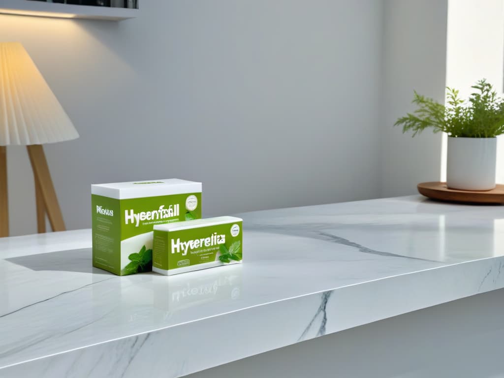  An ultradetailed image of a pristine, modern kitchen counter. The countertop is a sleek, white marble with subtle grey veins running through it. On the counter, there are neatly arranged rows of various sugar substitutes like stevia, erythritol, and monk fruit, each in stylish, minimalist packaging. The natural light streaming in from a nearby window casts soft shadows, enhancing the clean lines and elegance of the setting. hyperrealistic, full body, detailed clothing, highly detailed, cinematic lighting, stunningly beautiful, intricate, sharp focus, f/1. 8, 85mm, (centered image composition), (professionally color graded), ((bright soft diffused light)), volumetric fog, trending on instagram, trending on tumblr, HDR 4K, 8K