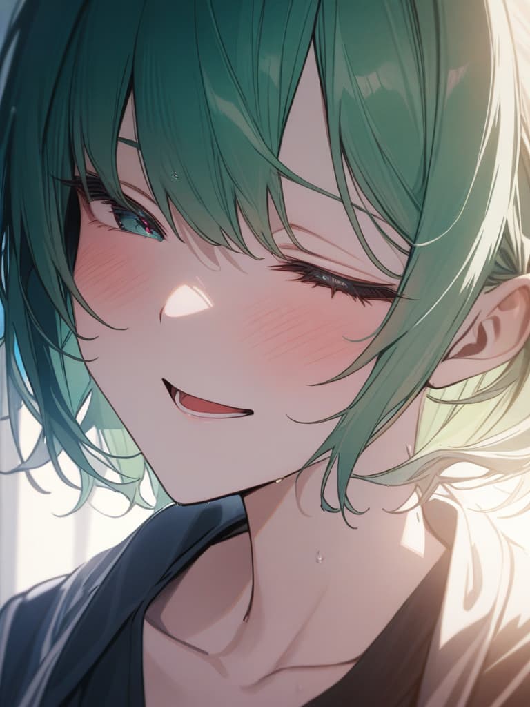  Green hair character that sneezes, masterpiece, best quality,8k,ultra detailed,high resolution,an extremely delicate and beautiful,hyper detail