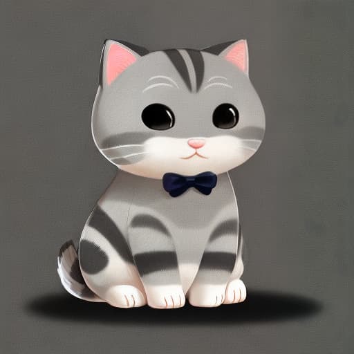  A short fat cat with gray stripes,