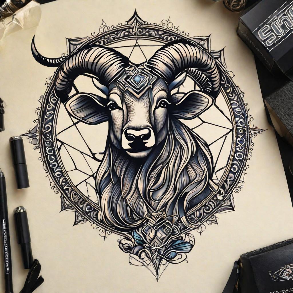  masterpiece, best quality, Generate tattoo for aries zodiac