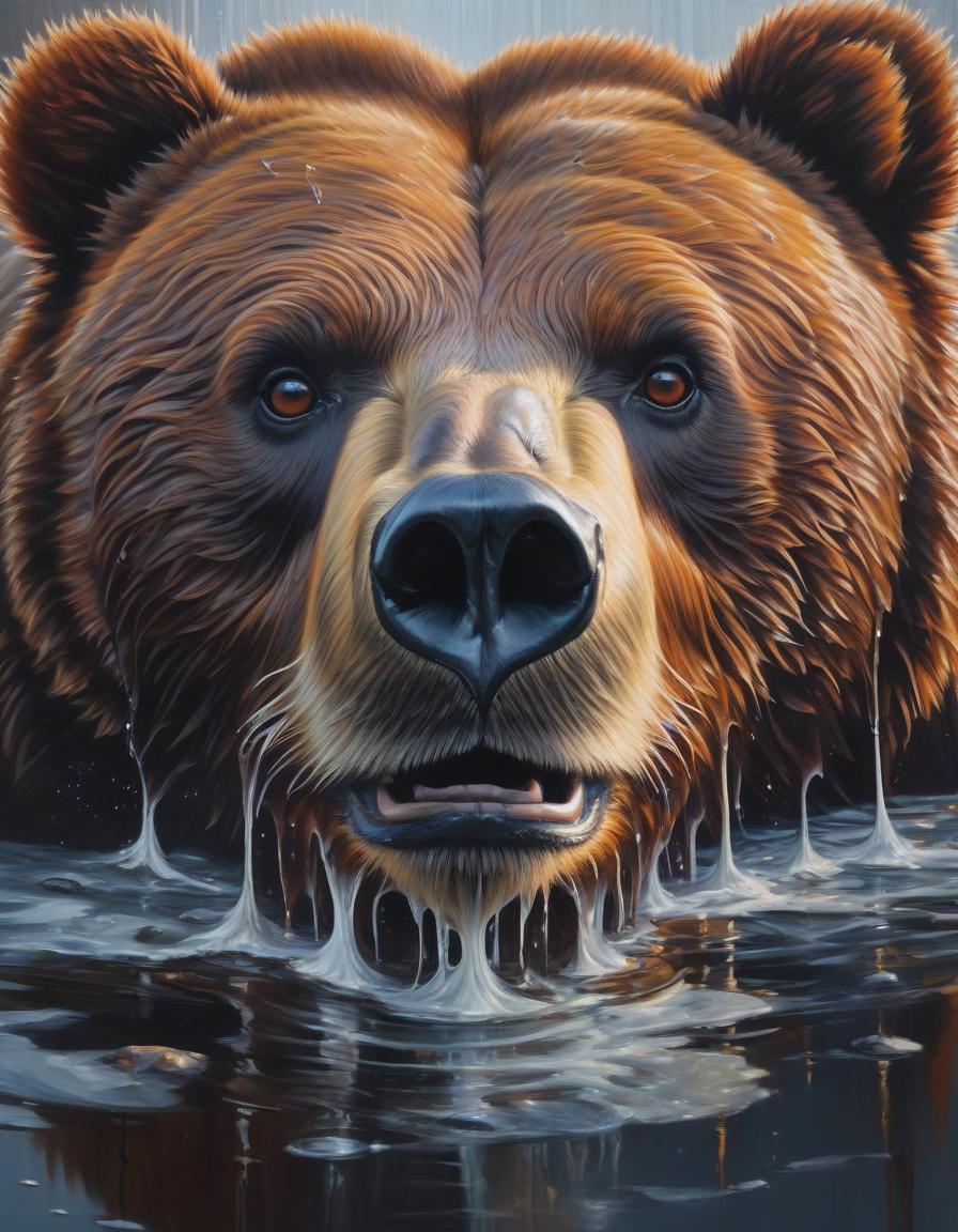  Oil painting with large brushstrokes, drips of paint, oil painting of a bear's face, # no filter, society6, oil painting, in the style of Pixar. hyperrealistic, full body, detailed clothing, highly detailed, cinematic lighting, stunningly beautiful, intricate, sharp focus, f/1. 8, 85mm, (centered image composition), (professionally color graded), ((bright soft diffused light)), volumetric fog, trending on instagram, trending on tumblr, HDR 4K, 8K