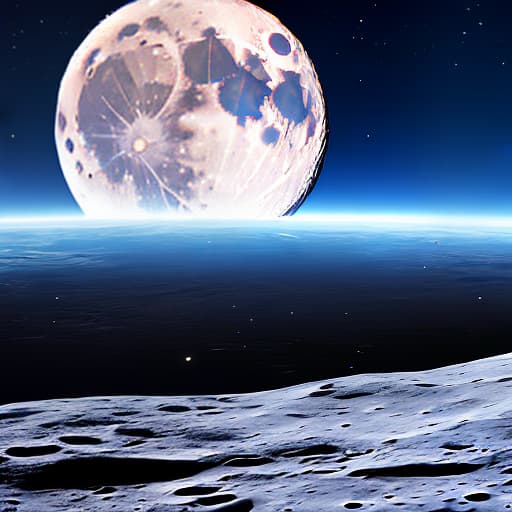  In future tech-driven space architecture, the Moon could become a mysterious and captivating destination. Pale blue might be a common color used to adorn these structures and exploration facilities, evoking a sense of tranquility and mystery.