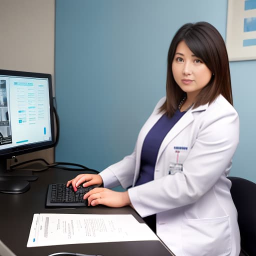  Big-ed female doctor in examining a 