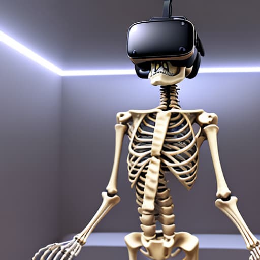  A skeleton in virtual reality holding a gun