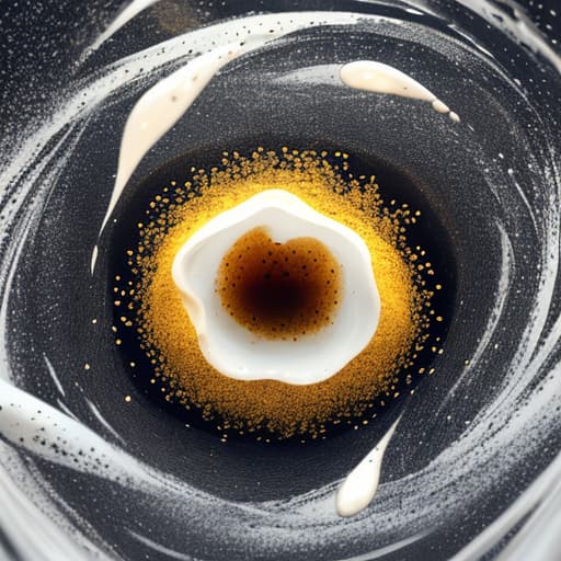  Dynamic visual images of tea grains colliding with flowing milk,