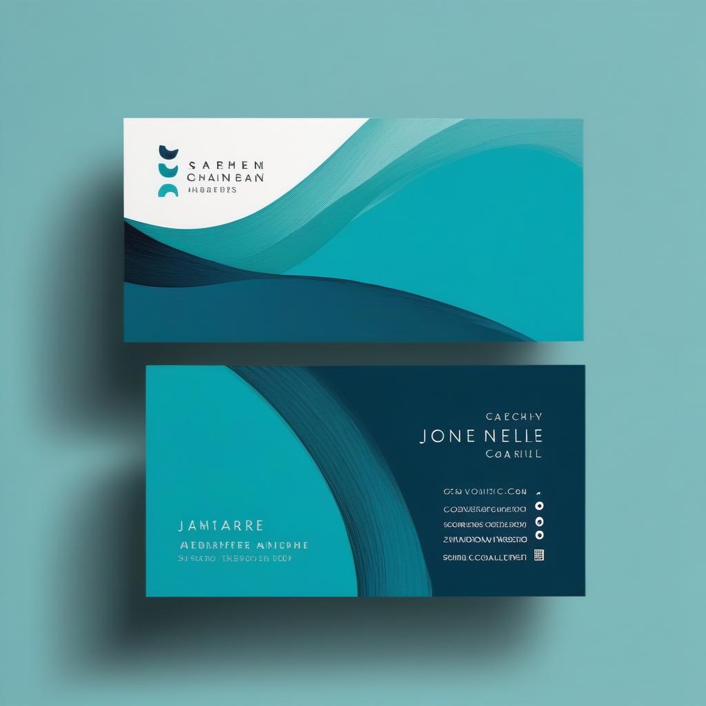  Business card, artsy, blue and teal colors