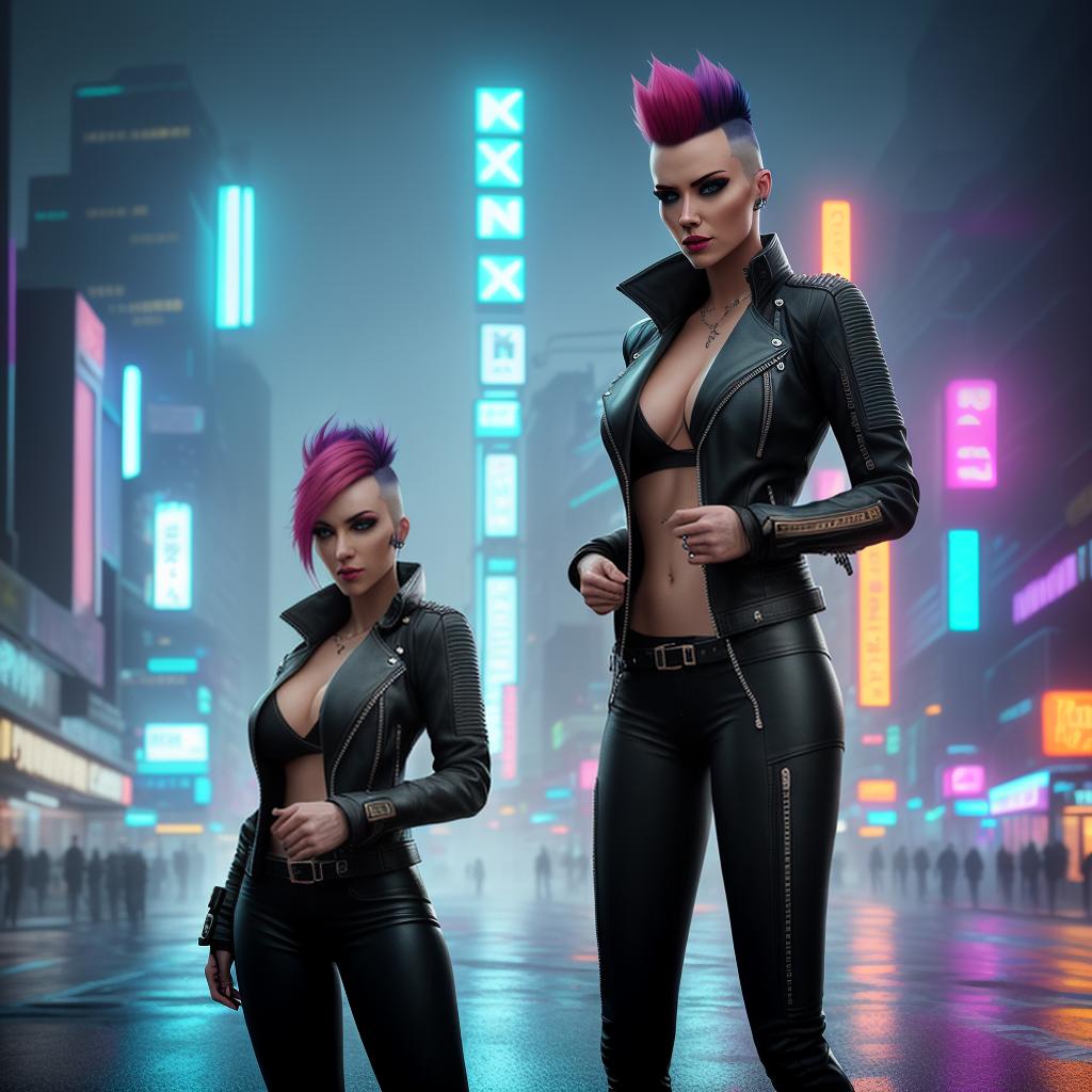  Blade Runer style, neon hair, analog style eye contact selfie, standing on a cyberpunk city street at night in the (rain)1.1, backlit (neon lights)1.2, punk pixie hair mohawk, leather (jacket), film grain, posing modelshoot style, RENDER, PHOTOREALISTIC, ANATOMICAL, ART, DELIBERATE, CINEMATIC. hyperrealistic, full body, detailed clothing, highly detailed, cinematic lighting, stunningly beautiful, intricate, sharp focus, f/1. 8, 85mm, (centered image composition), (professionally color graded), ((bright soft diffused light)), volumetric fog, trending on instagram, trending on tumblr, HDR 4K, 8K hyperrealistic, full body, detailed clothing, highly detailed, cinematic lighting, stunningly beautiful, intricate, sharp focus, f/1. 8, 85mm, (centered image composition), (professionally color graded), ((bright soft diffused light)), volumetric fog, trending on instagram, trending on tumblr, HDR 4K, 8K