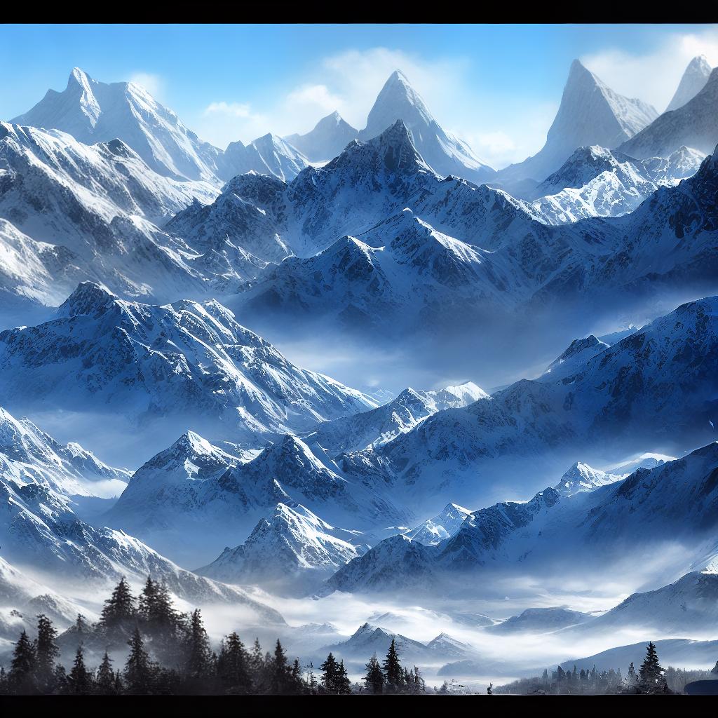  ((A masterpiece)) with the (((best quality))), 8k, high detailed, ultra-detailed. A logo for a YouTube channel that combines LoFi beats, music, and audio visualizer. The main subject is a landscape painting in the style of Bob Ross's on oil painting method. The scene highlights a majestic mountain range with snow-capped peaks. The sky is filled with fluffy clouds and the colors transition from warm tones near the horizon to cool blues at the zenith. The lighting accentuates the grandeur of the mountains. hyperrealistic, full body, detailed clothing, highly detailed, cinematic lighting, stunningly beautiful, intricate, sharp focus, f/1. 8, 85mm, (centered image composition), (professionally color graded), ((bright soft diffused light)), volumetric fog, trending on instagram, trending on tumblr, HDR 4K, 8K