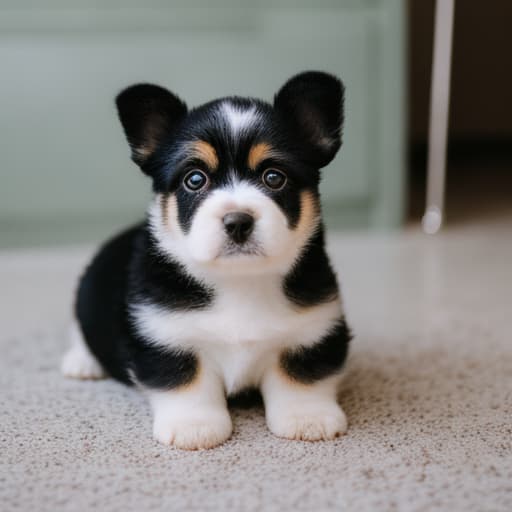 analog style Cute purebred puppy sitting looking at camera