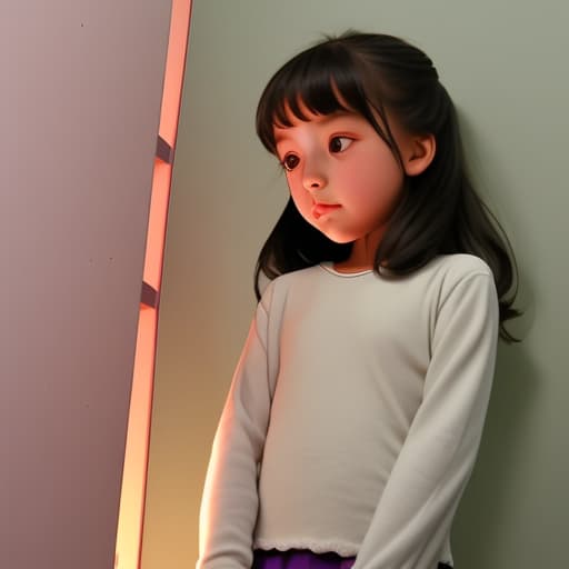  A small girl turning of a light switch