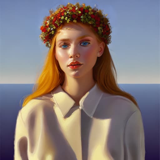 portrait+ style Russian queer impressionist blonde female face