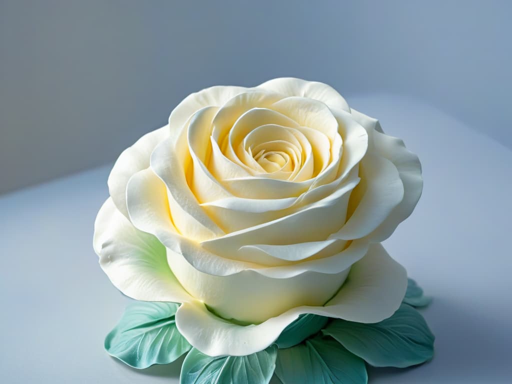  An ultradetailed closeup image of a delicate sugar rose being meticulously sculpted by a pair of expert hands, showcasing the intricate details and skill involved in creating stunning sugar sculptures. The soft natural light gently illuminates the process, highlighting the textures and shadows, while the background fades into a subtle blur, emphasizing the artistry and craftsmanship of the sugar sculpture. hyperrealistic, full body, detailed clothing, highly detailed, cinematic lighting, stunningly beautiful, intricate, sharp focus, f/1. 8, 85mm, (centered image composition), (professionally color graded), ((bright soft diffused light)), volumetric fog, trending on instagram, trending on tumblr, HDR 4K, 8K