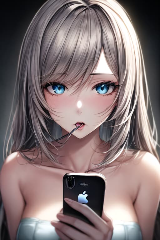  woman hypnotized by her phone,suggestive,brainwashing,hyonotic screen,hypnotic phone,dazed,girl, masterpiece, best quality, extremely detailed background, illustration, beautiful detailed, dramatic light, gorgeous eyes, solo