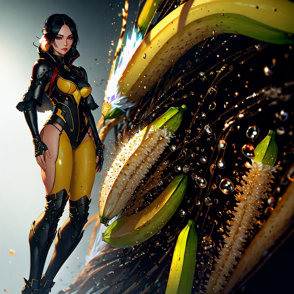   that is leaking banana hyperrealistic, full body, detailed clothing, highly detailed, cinematic lighting, stunningly beautiful, intricate, sharp focus, f/1. 8, 85mm, (centered image composition), (professionally color graded), ((bright soft diffused light)), volumetric fog, trending on instagram, trending on tumblr, HDR 4K, 8K